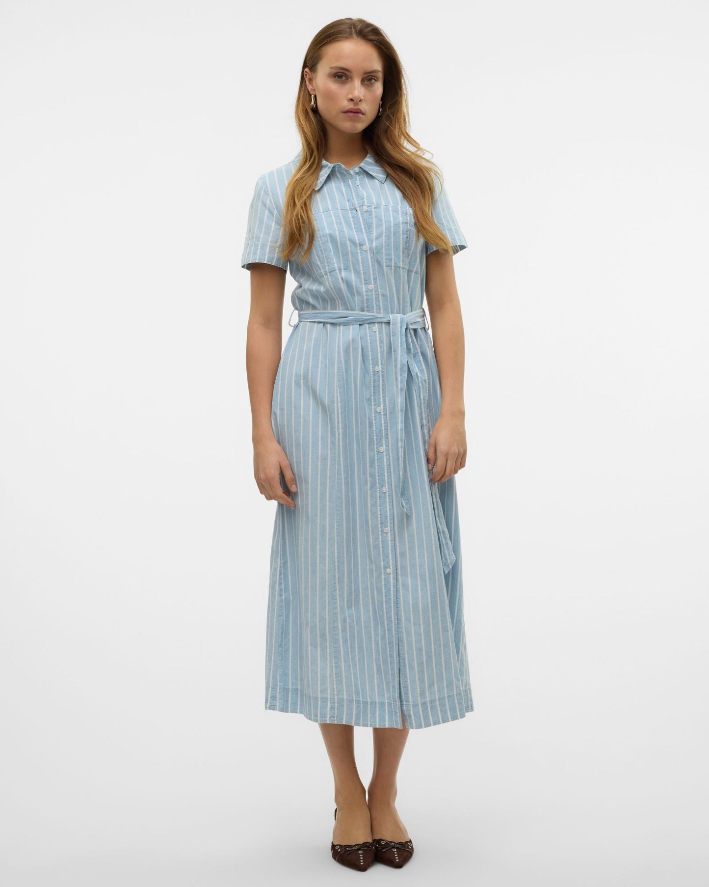 VMVIO Long dress - Light Blue Denim