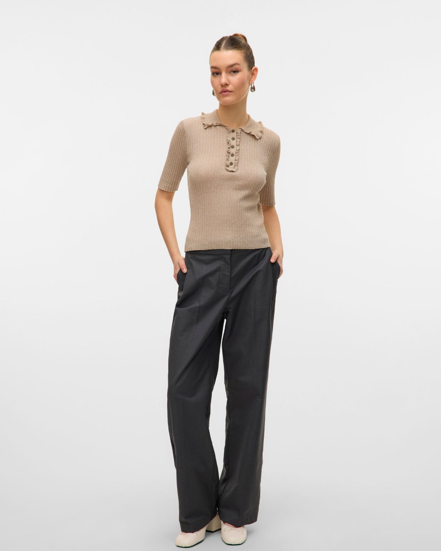 AWSHIRLI KNITTED POLO TOP