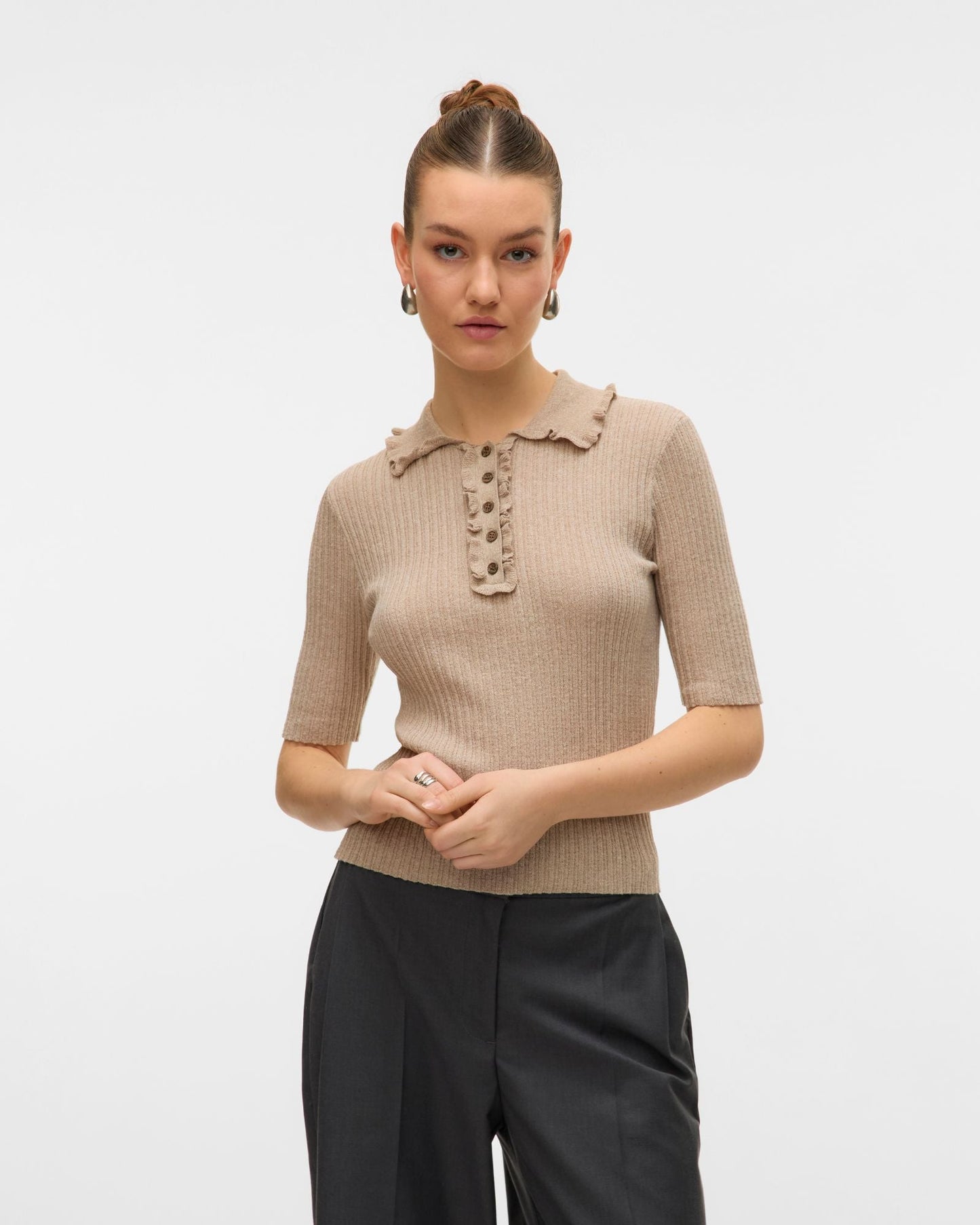 AWSHIRLI KNITTED POLO TOP