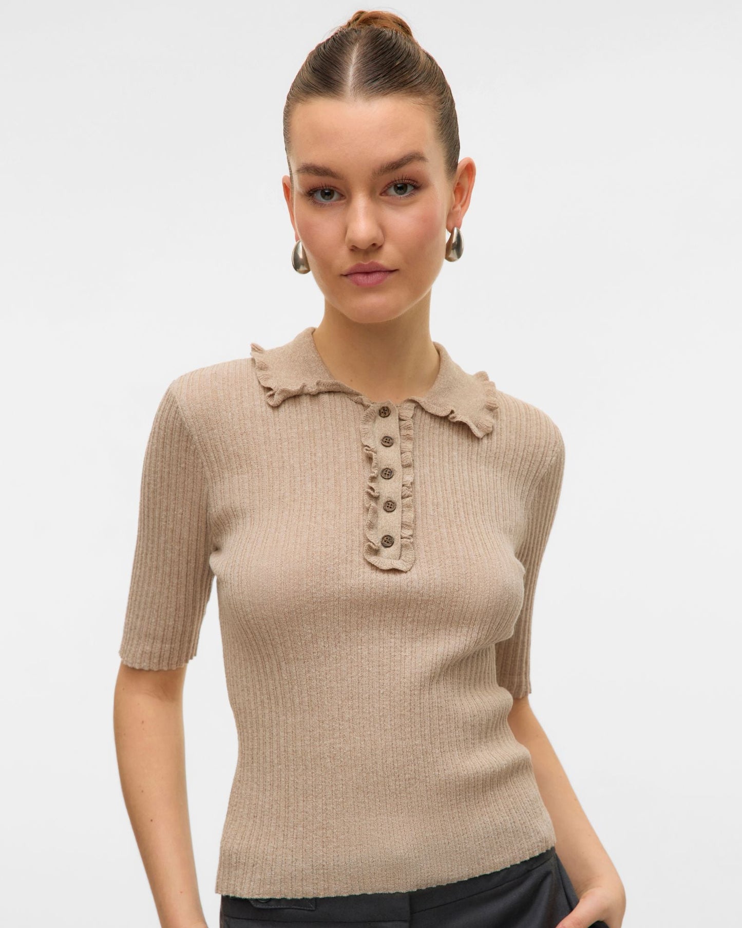 AWSHIRLI KNITTED POLO TOP