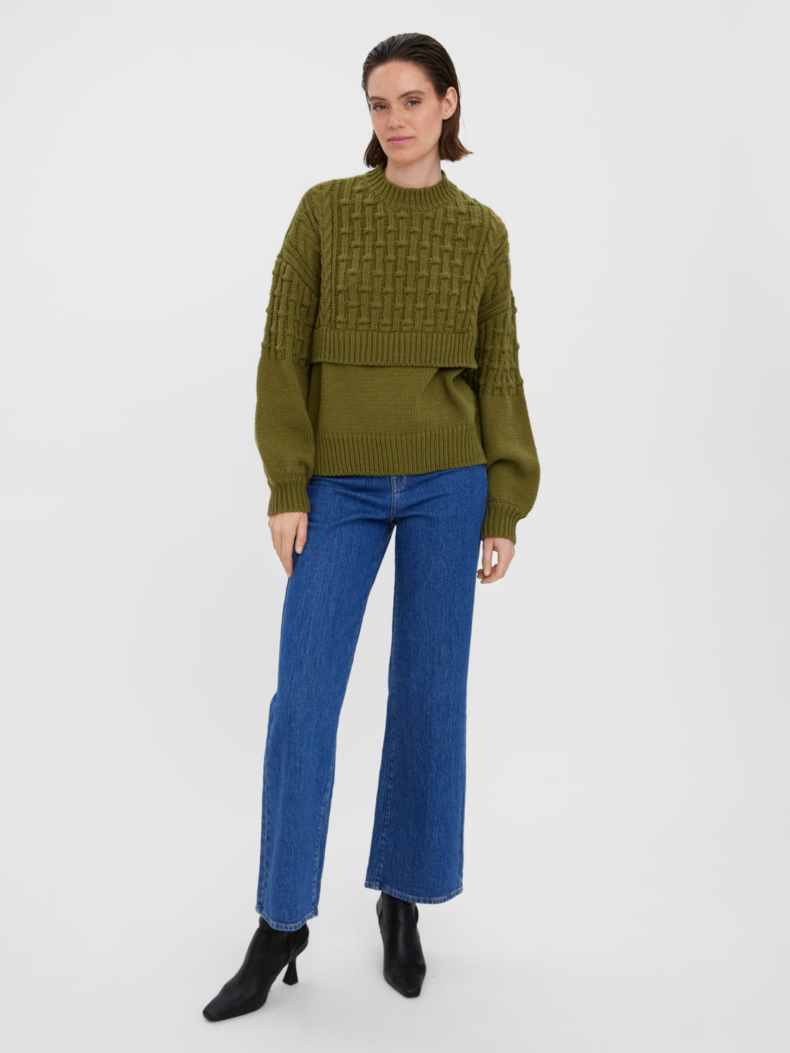 VMALEXANDRA Knitted pullover - Olive Branch