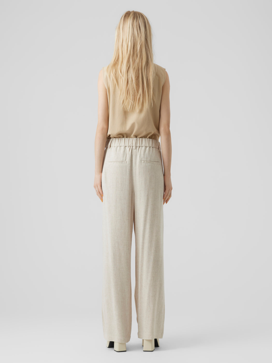 VMVERA Wide leg trousers - Oatmeal