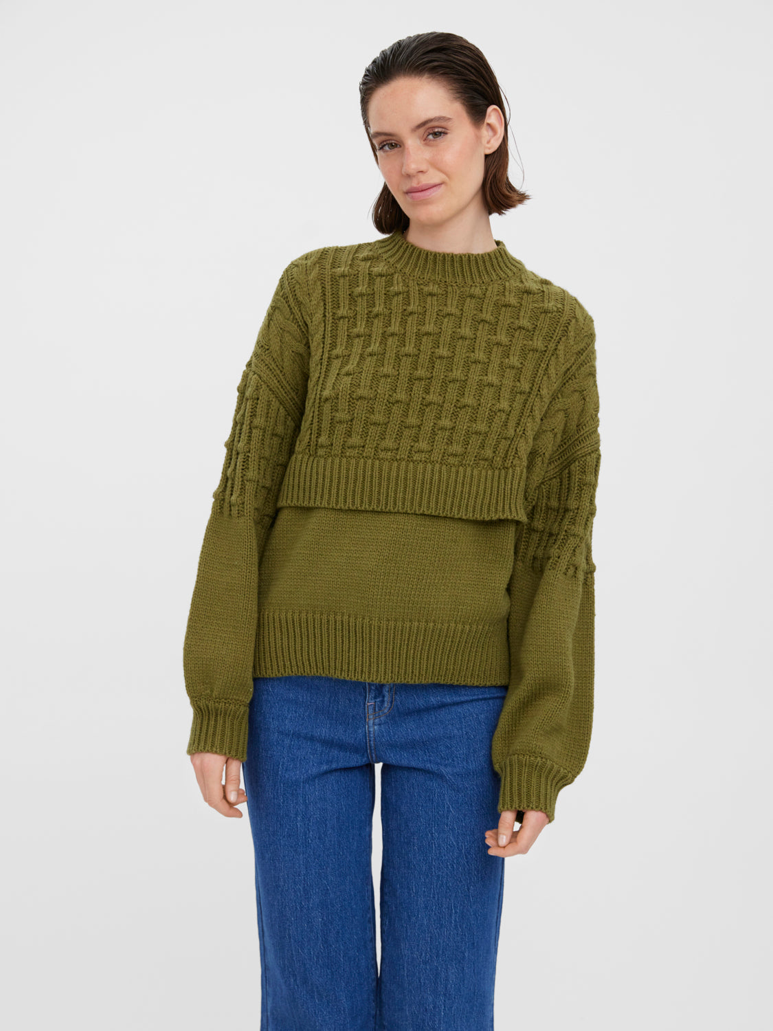 VMALEXANDRA Knitted pullover - Olive Branch