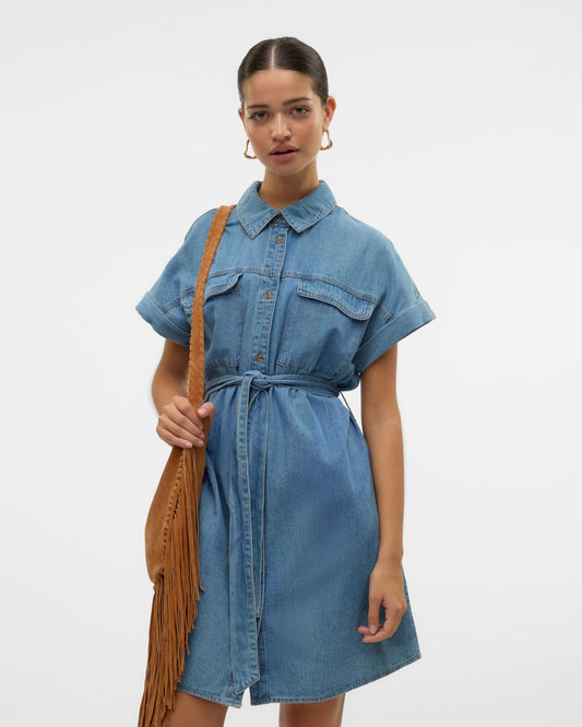 VMNOTUS Short dress - Medium Blue Denim