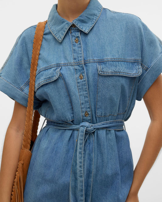 VMNOTUS Short dress - Medium Blue Denim