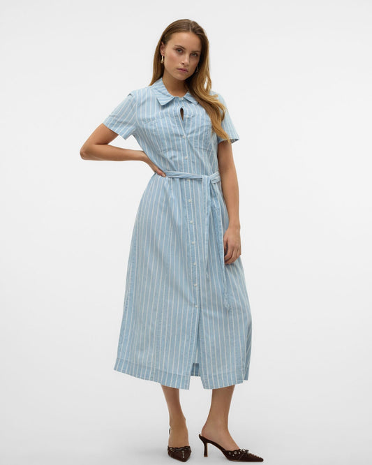 VMVIO Long dress - Light Blue Denim