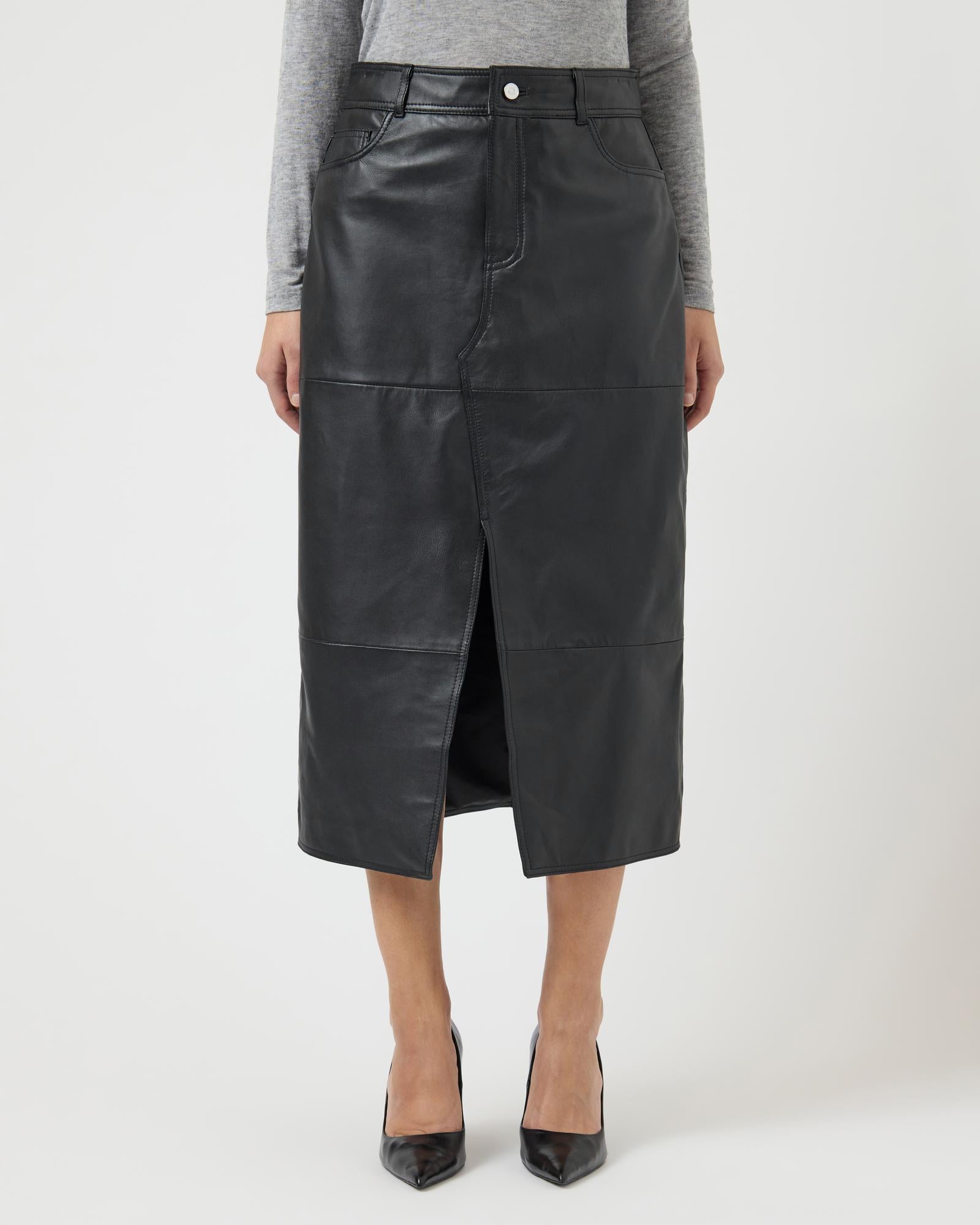 YASMINA LEATHER LONG SKIRT