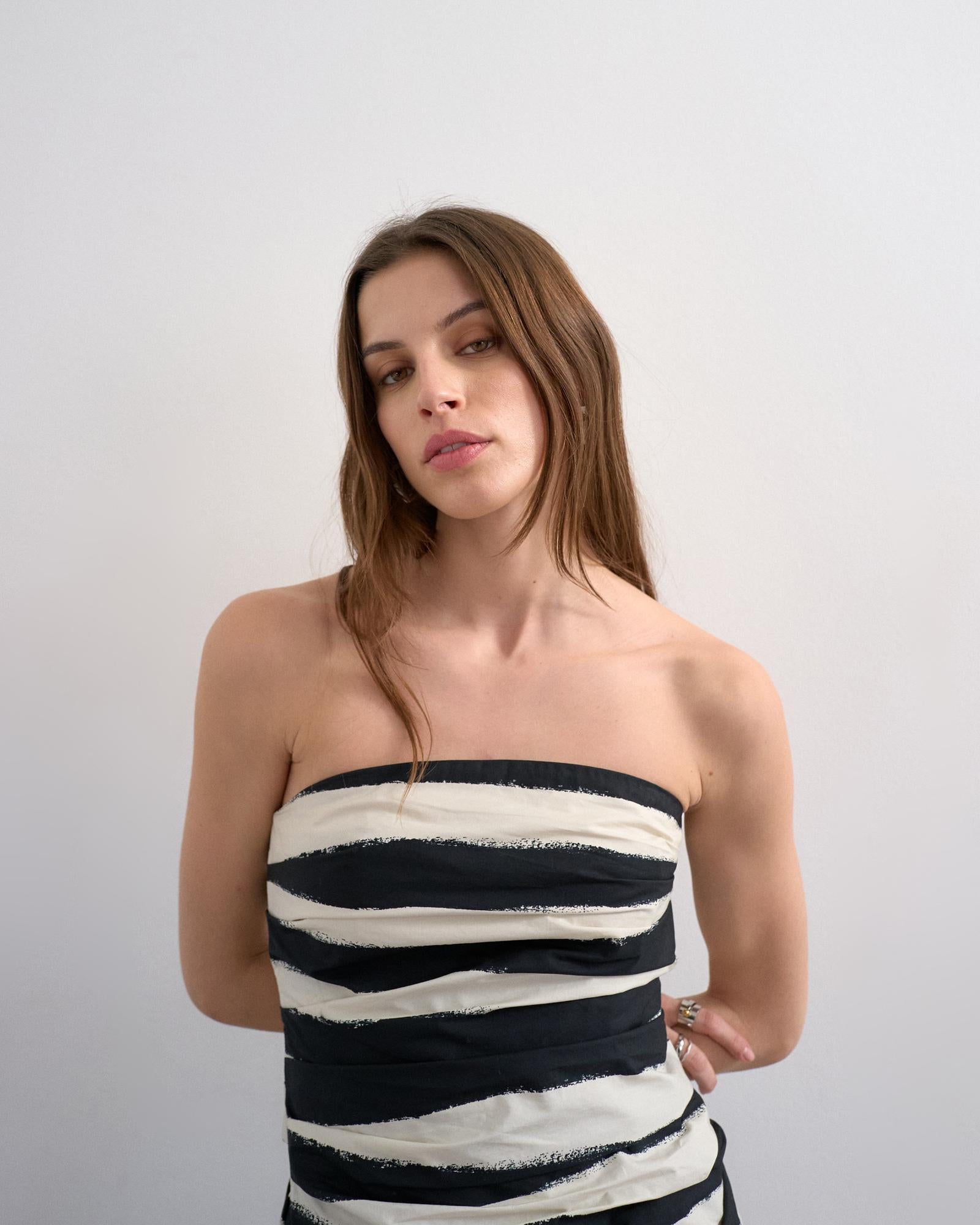 TSLISA STRAPLESS MIDI DRESS