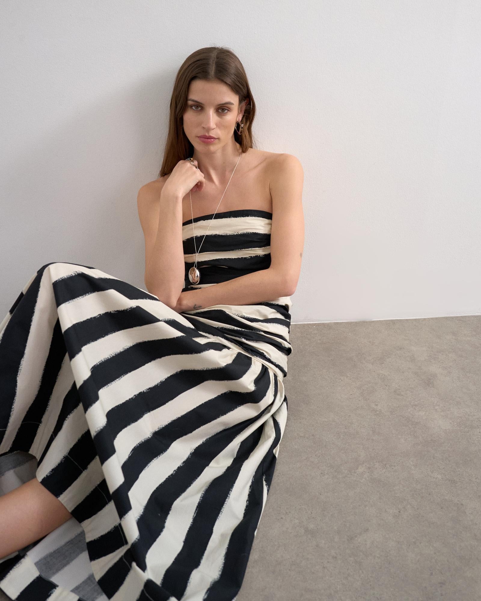 TSLISA STRAPLESS MIDI DRESS