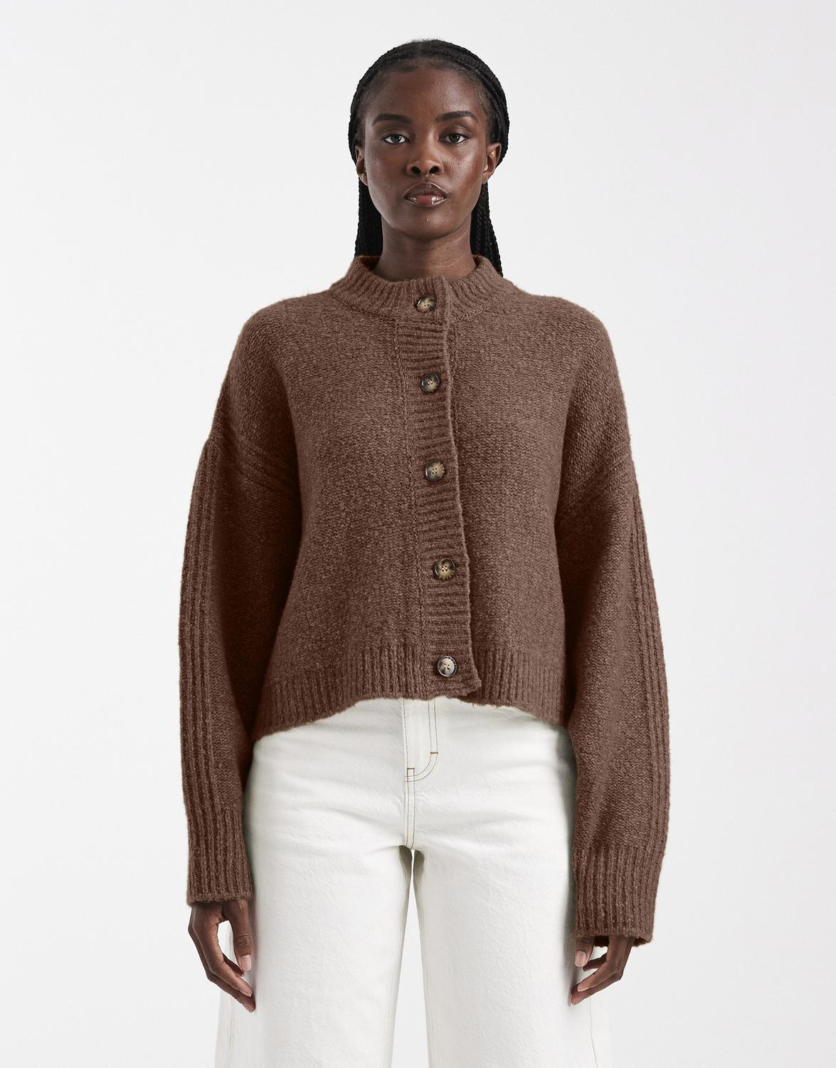 TSFLORA Knit Cardigan - Pecan Brown