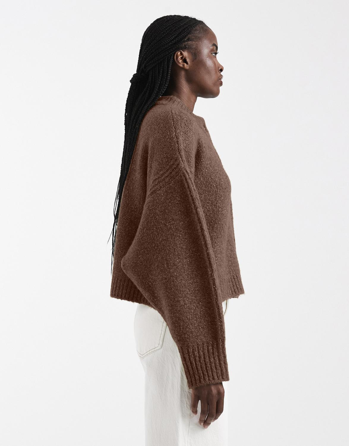 TSFLORA Knit Cardigan - Pecan Brown
