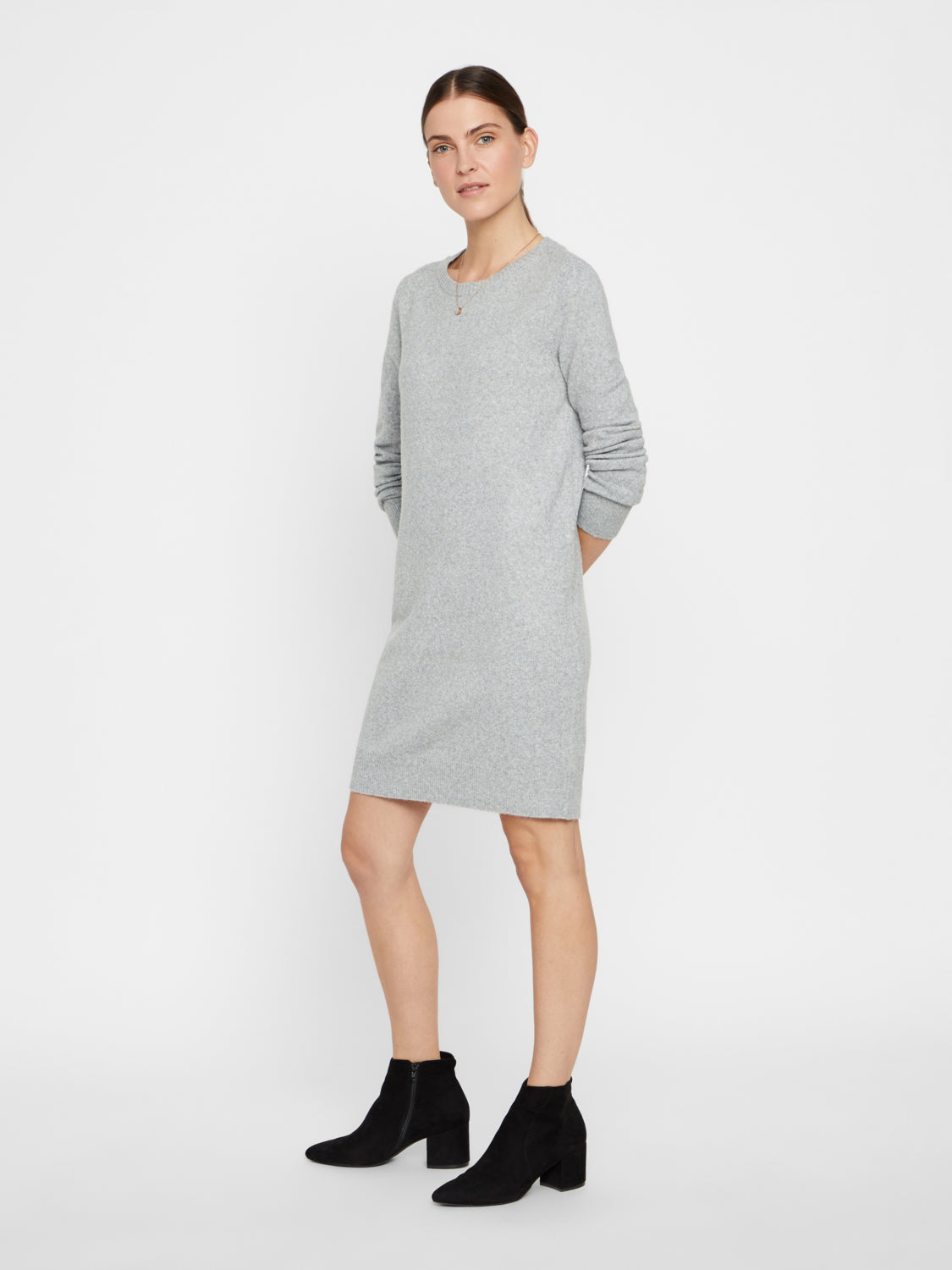 VMDOFFY Knitted dress - Light Grey Melange