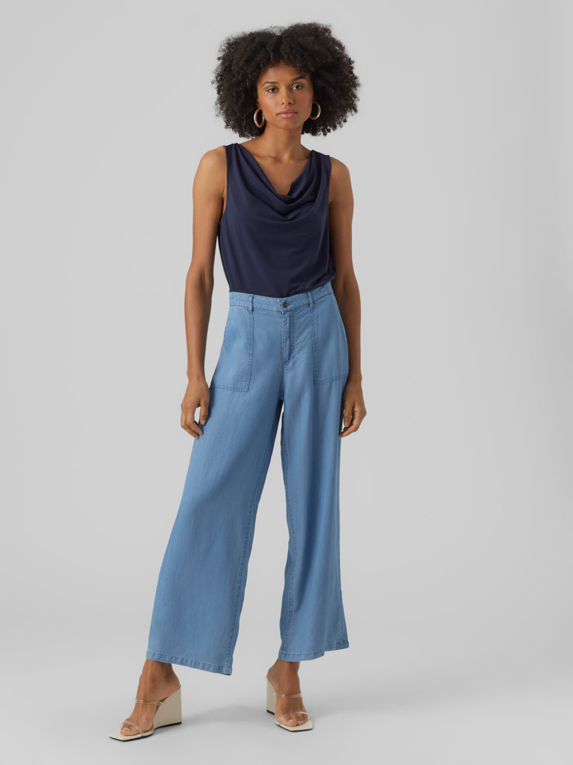 VMHARPER Trousers - Medium Blue Denim