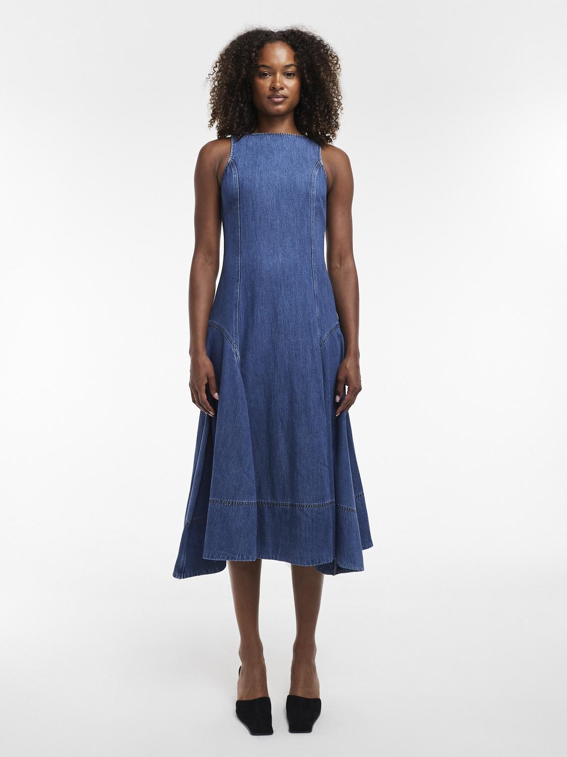 TSELLA Long dress - Medium Blue Denim